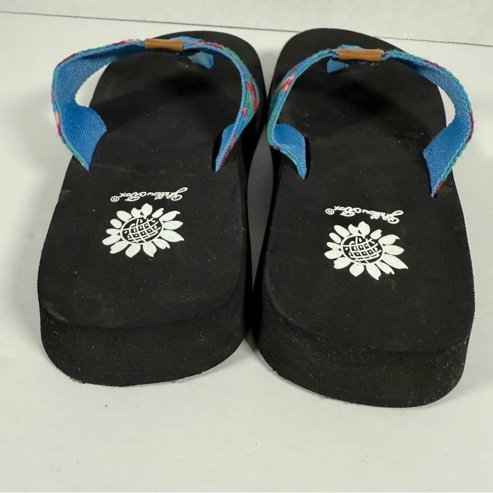 Yellow Box Flip Flops Blue with Pink Flamingos Size 7 1/2 7.5 Sandals Tropical - Picture 14 of 15